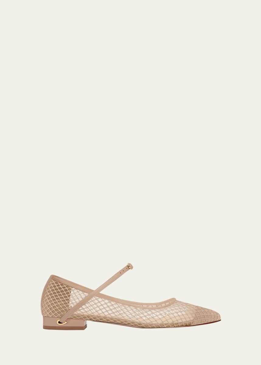 Jennifer Chamandi Lorenzo Net Leather Ballerina Flats