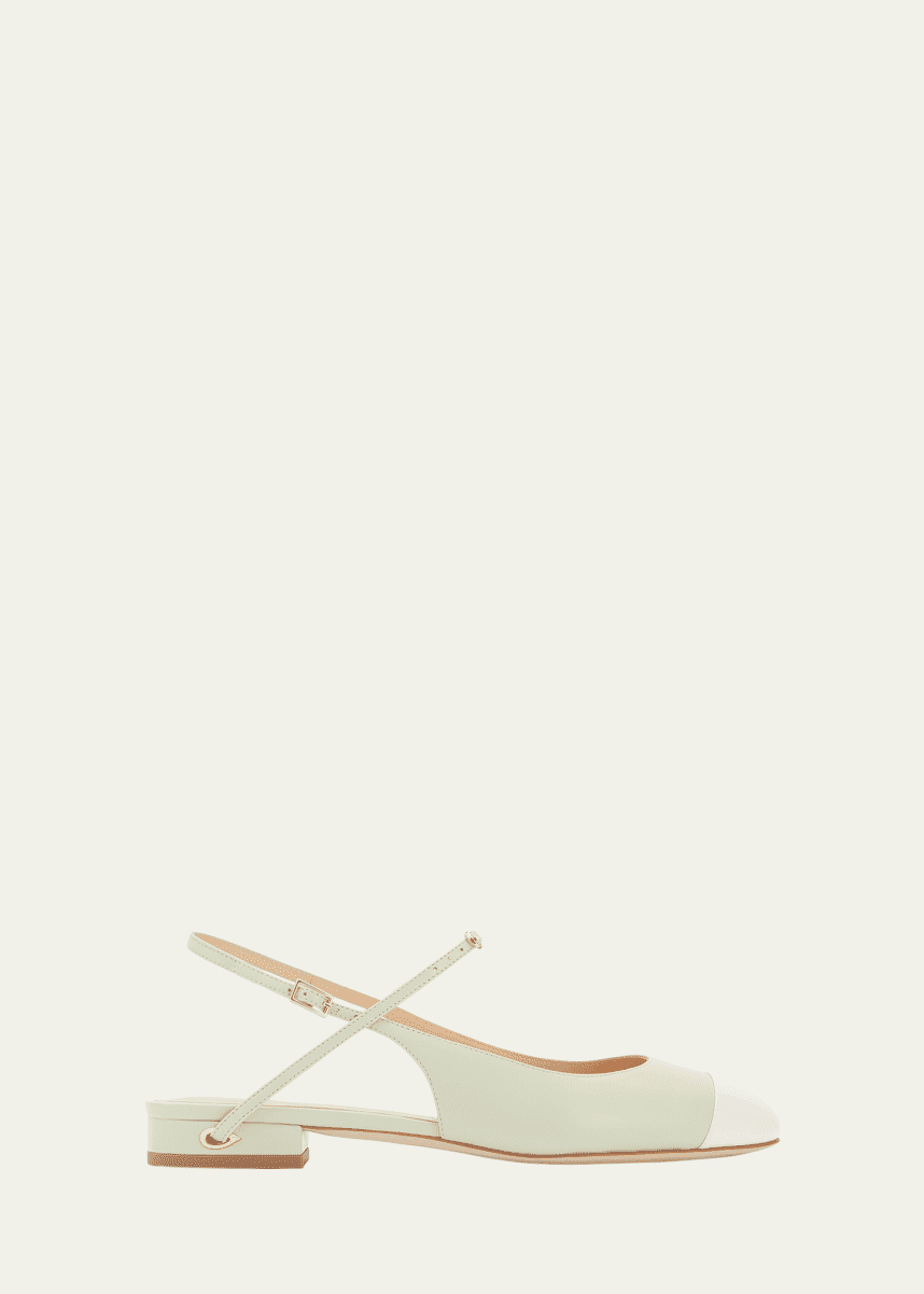 Jennifer Chamandi Mattia Bicolor Leather Slingback Ballerina Flats