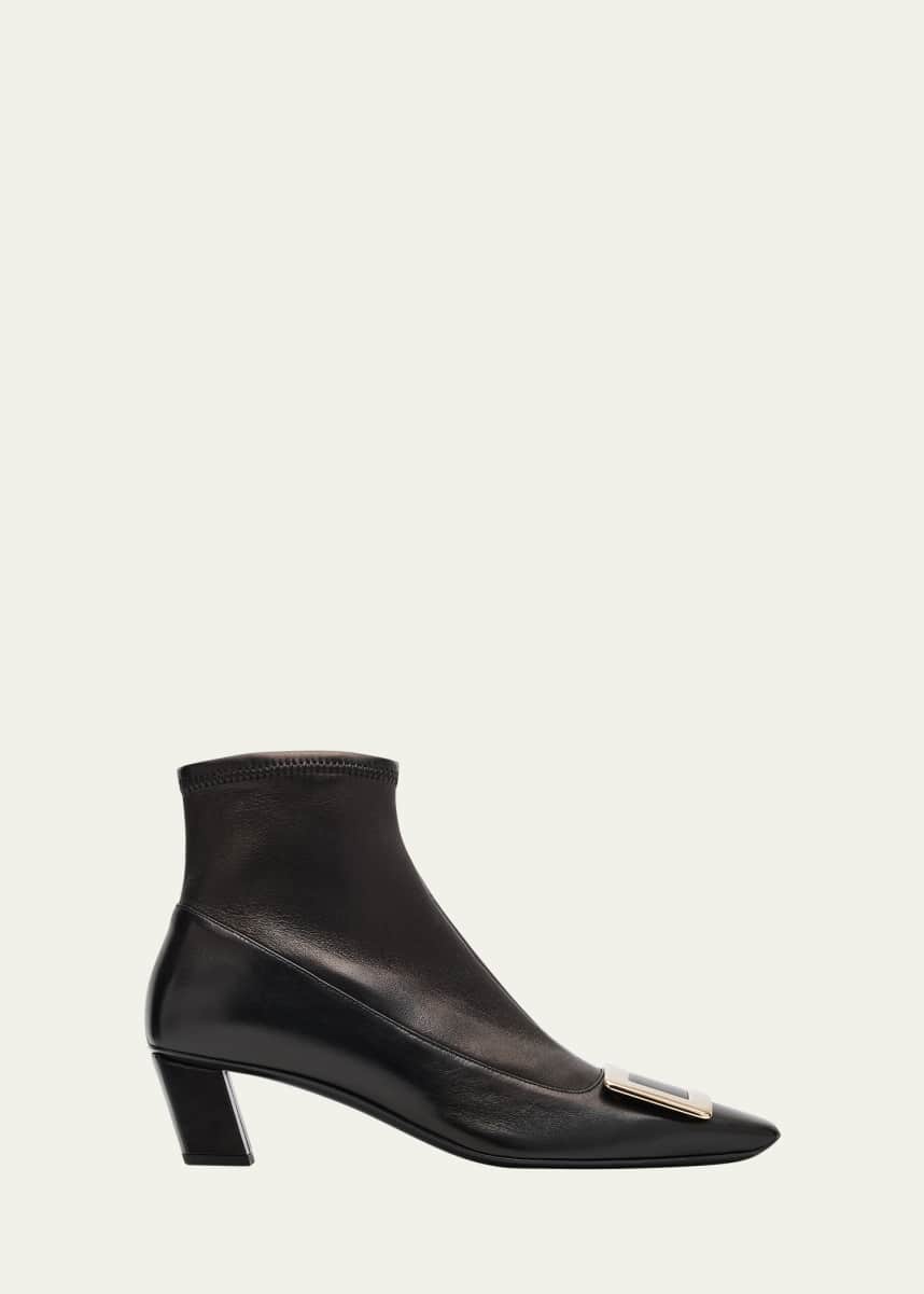 Roger Vivier Belle Vivier Leather Buckle Ankle Booties