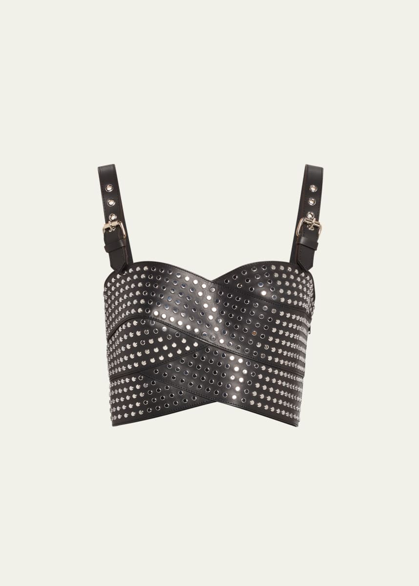 Monse Leather Studded Bustier Crop Top