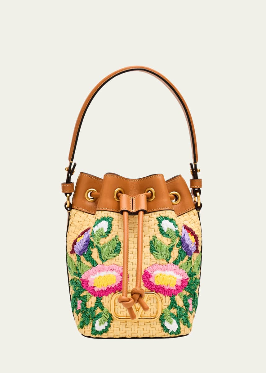 Valentino Garavani VLOGO Signature Mini Drawstring Flower Bucket Bag