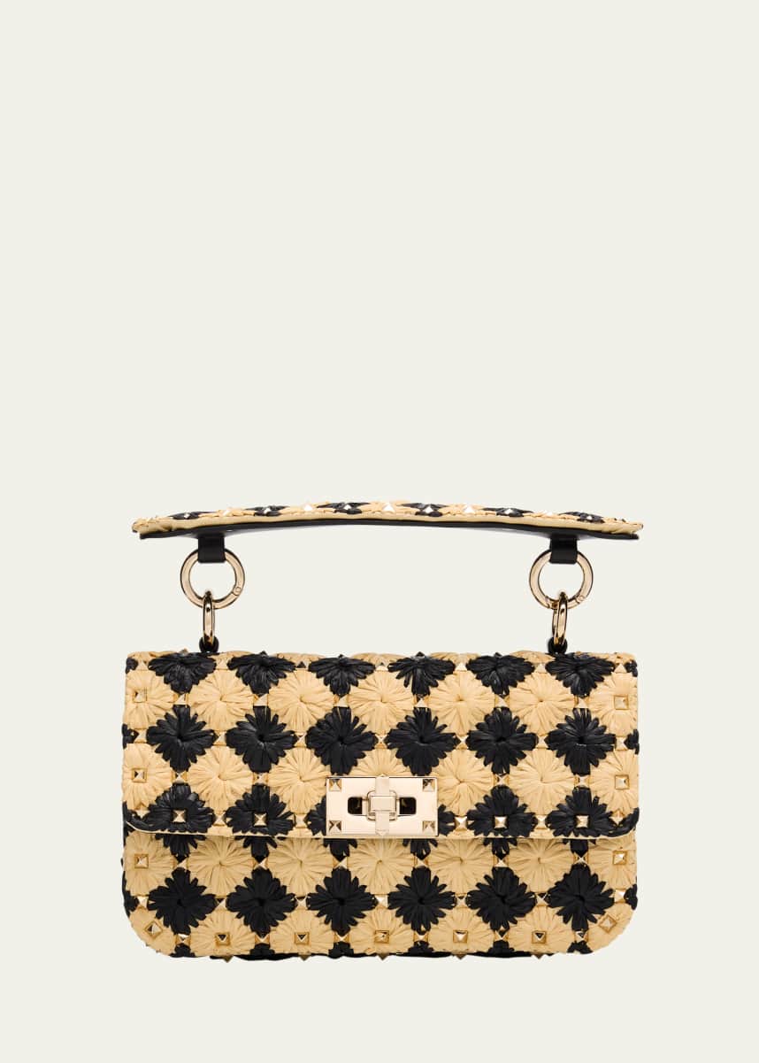 Valentino Garavani Rockstud Checkered Woven Shoulder Bag