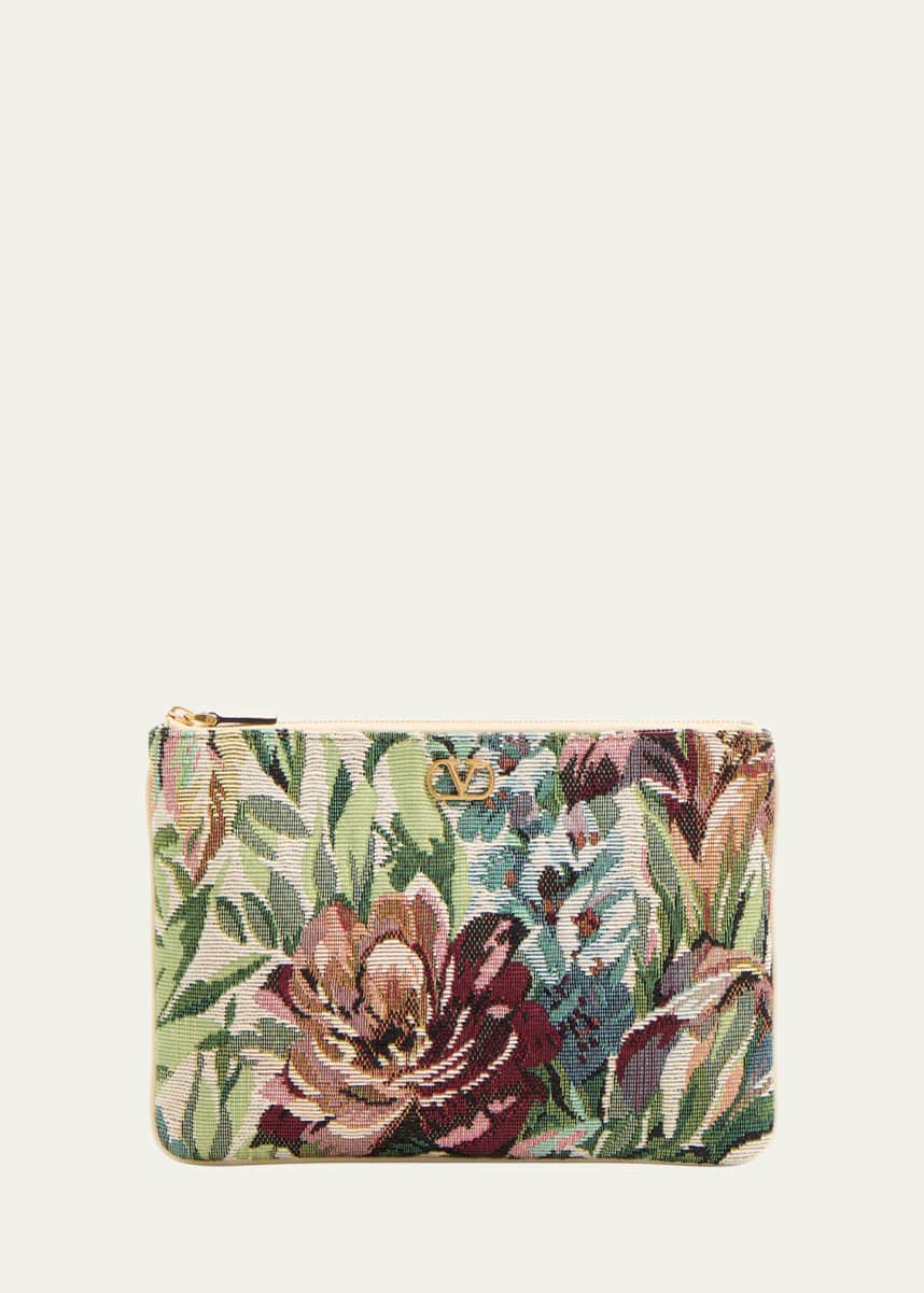 Valentino Garavani Medium VLOGO Signature Brocade Pouch Clutch Bag