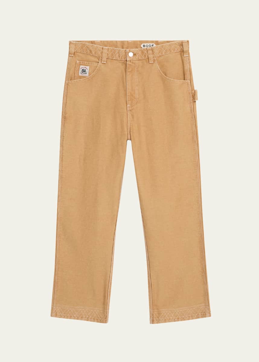 Bode Men's Embroidered Knolly Brook Trousers