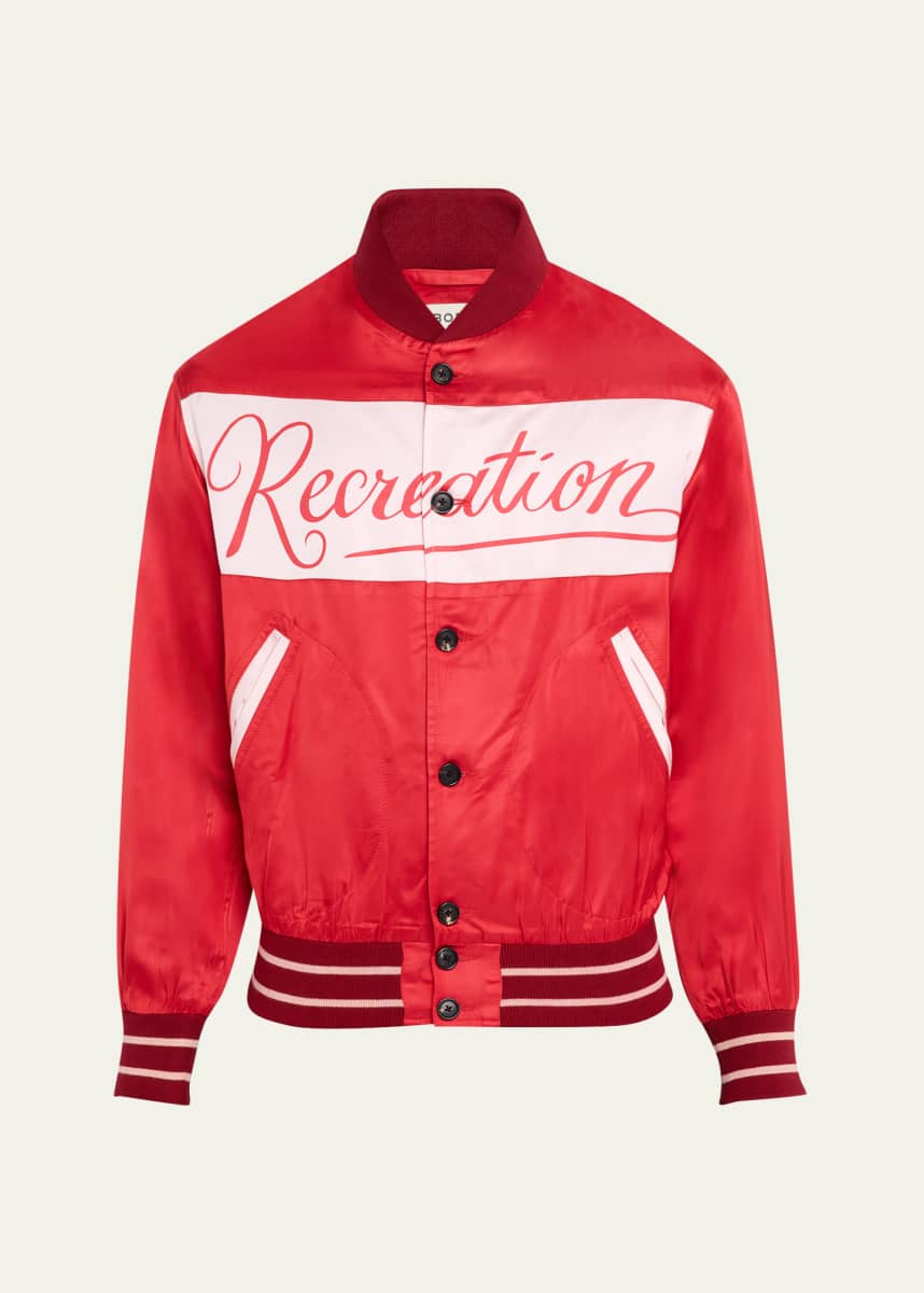 Bode Men's Satin Recreation Postcard Rally Jacket
