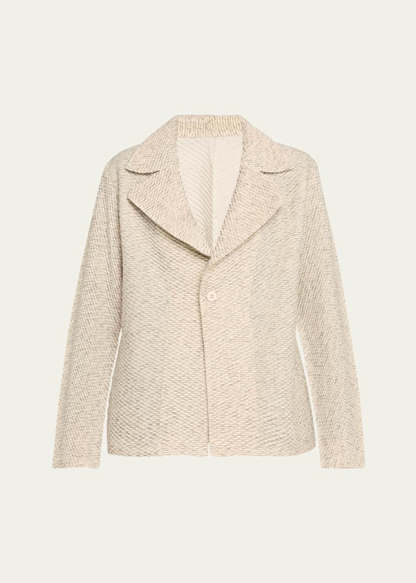Issey Miyake Warm Pleats One-Button Wool Jacket
