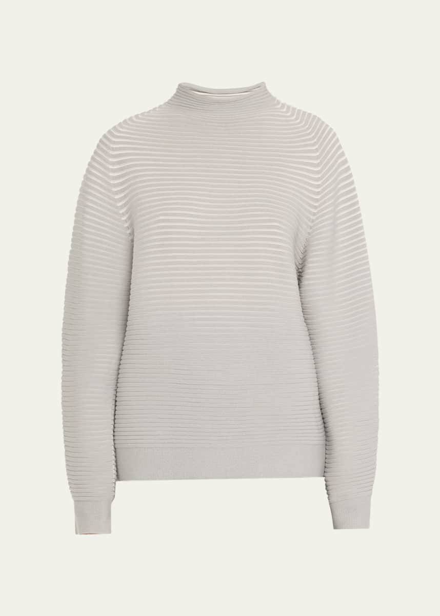 Issey Miyake Funnel-Neck Circle Knit Wool Top