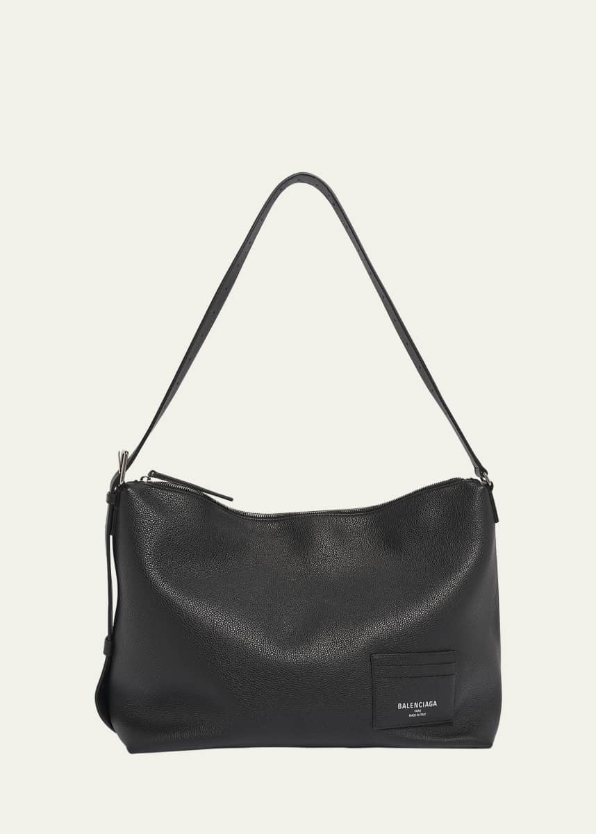 Balenciaga Men's Leather Hobo Messenger Bag