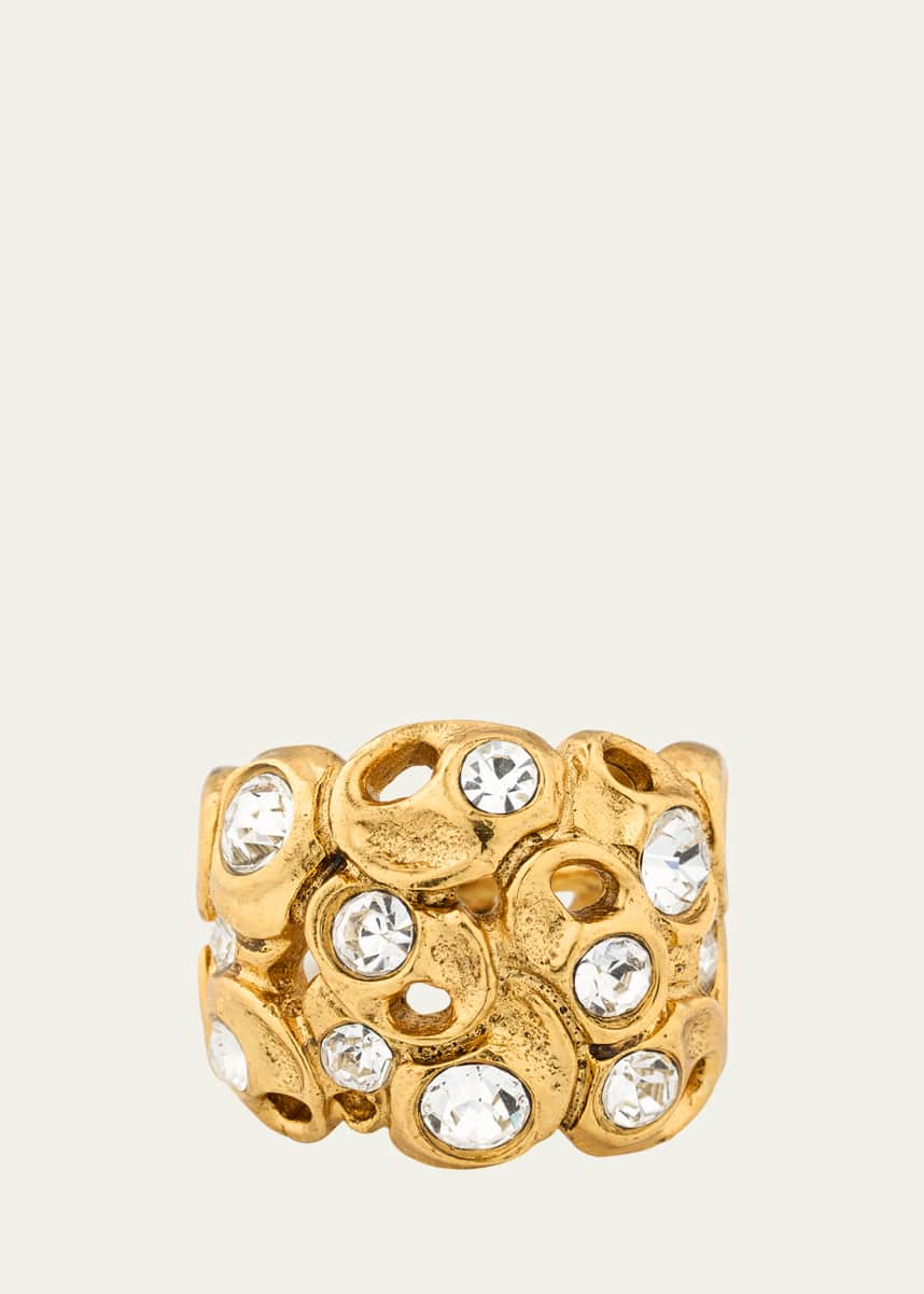 Oscar de la Renta Textured Lace Ring with Stones