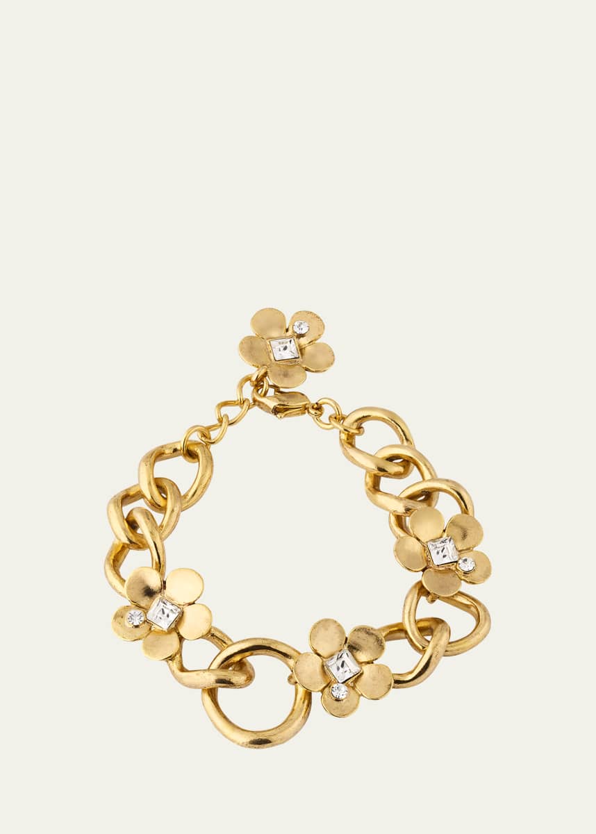 Oscar de la Renta O Chain-Link Flower Bracelet