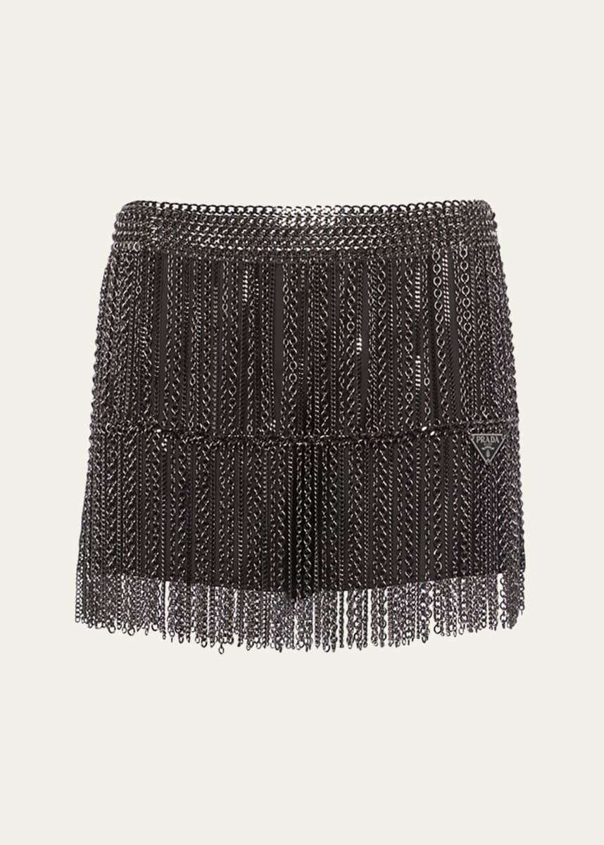 Prada Metal Chain Fringe Mini Skirt
