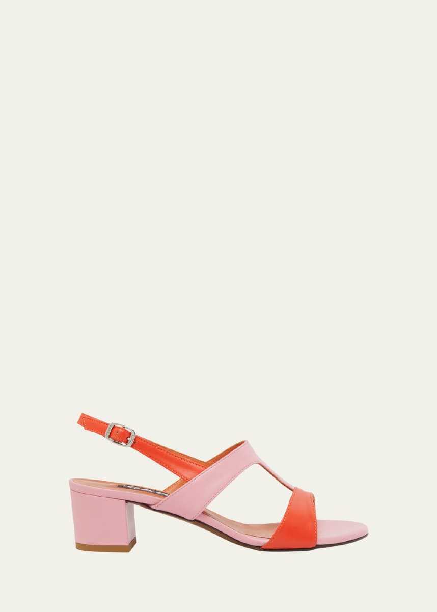 CAREL Romy Bicolor Leather Slingback Sandals