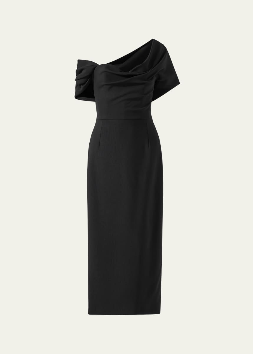 Carolina Herrera Draped Off-The-Shoulder Midi Dress