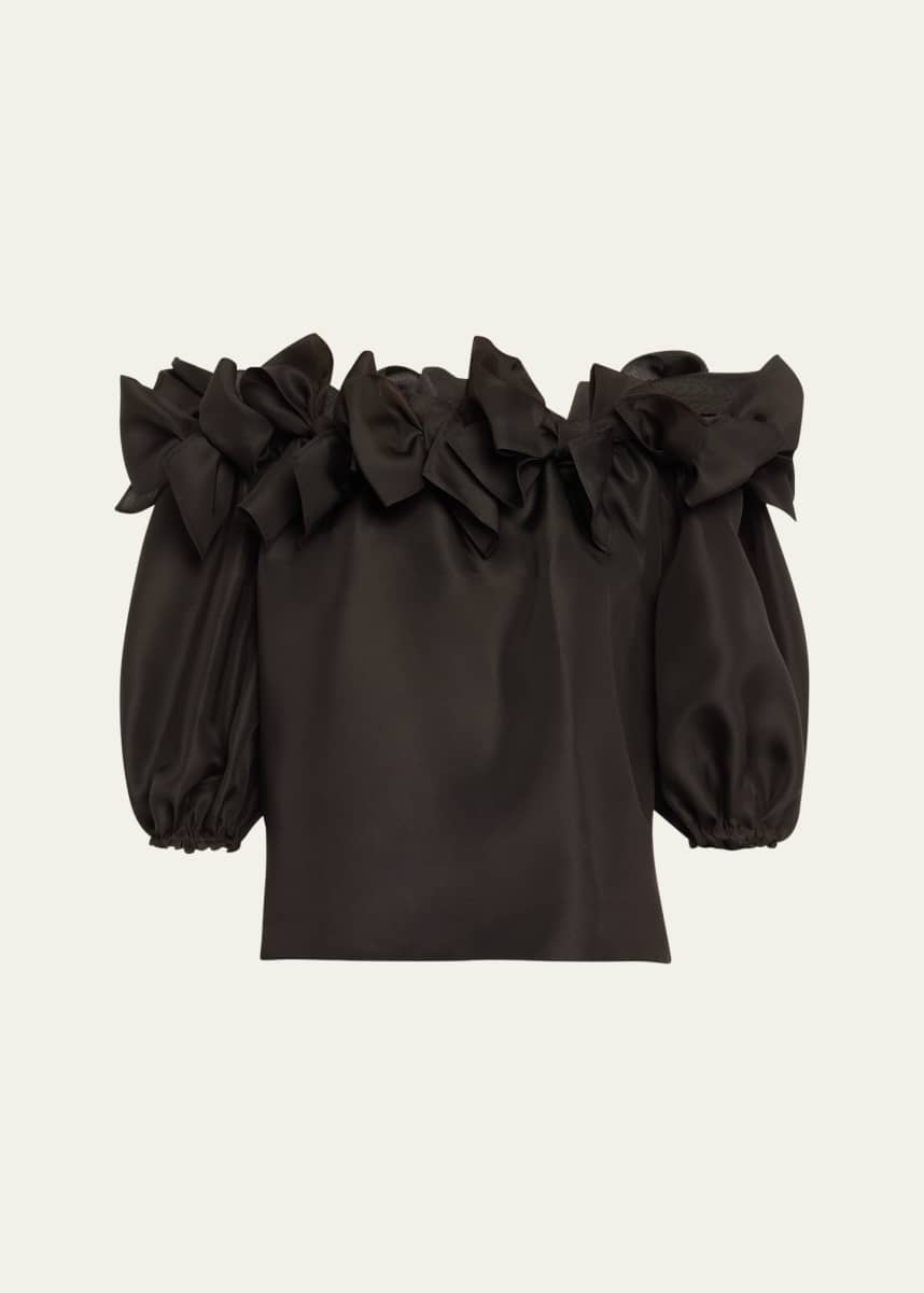 Carolina Herrera Bow Off-The-Shoulder Puff-Sleeve Top