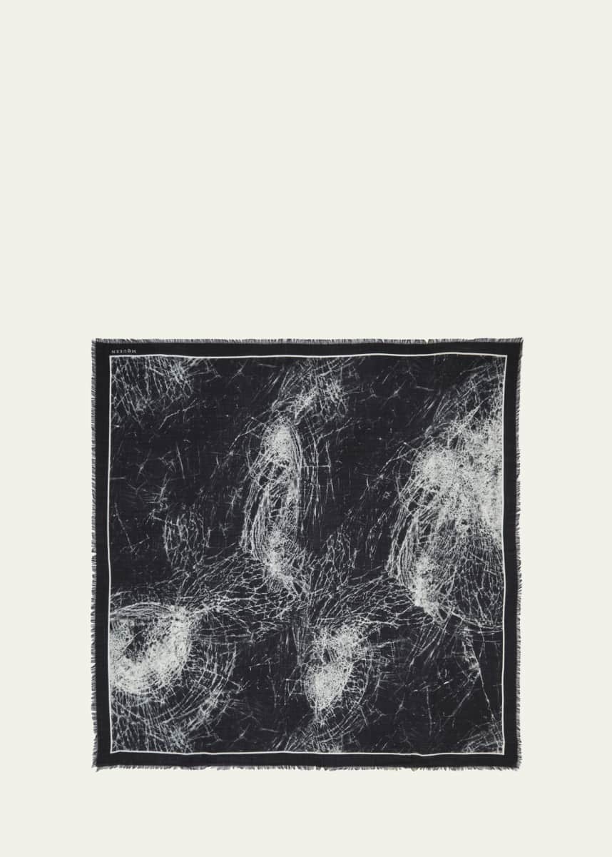 McQueen Smashed Glass-Print Silk Shawl