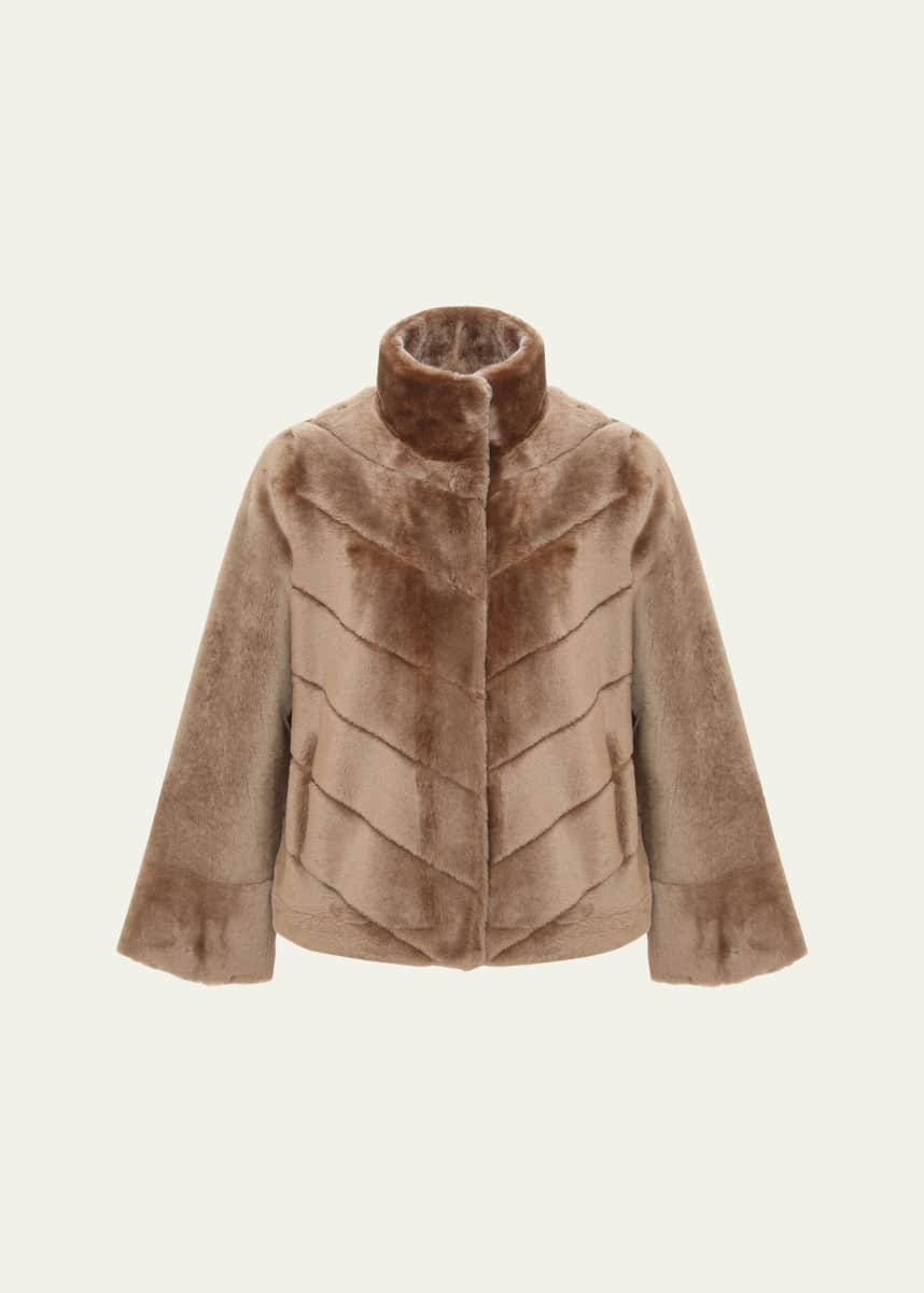 Gorski Reversible Merino Shearling Lamb Chevron Jacket