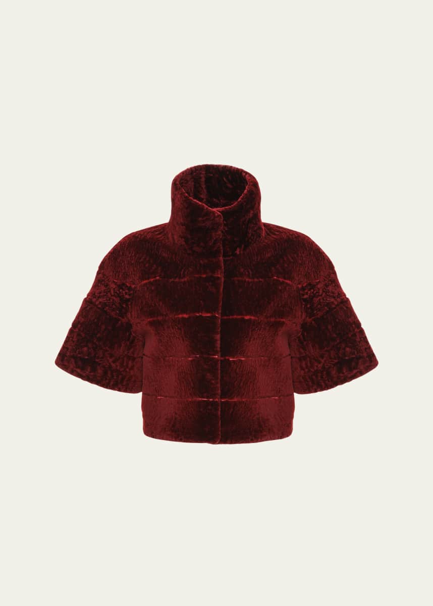 Gorski Reversible Textured Shearling Lamb Bolero