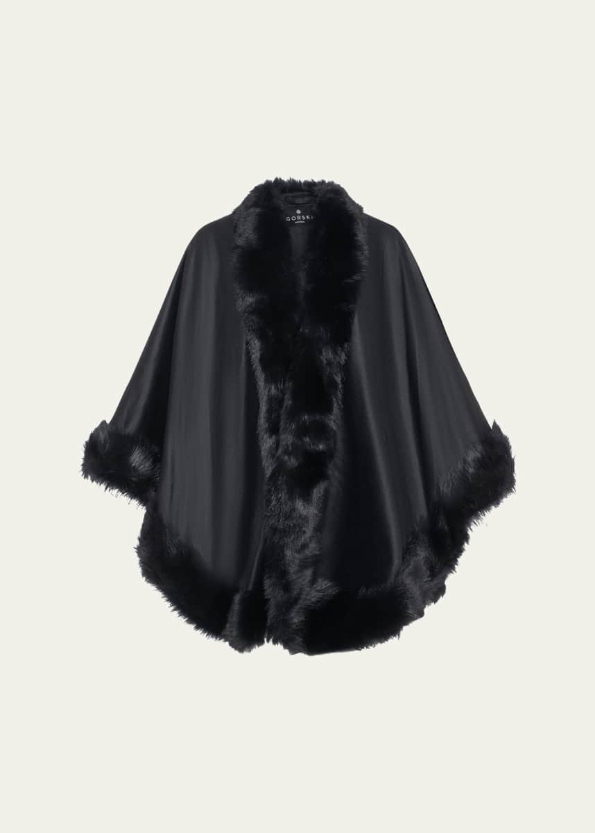 Gorski Cashmere Cape with Toscana Shearling Lamb Trim