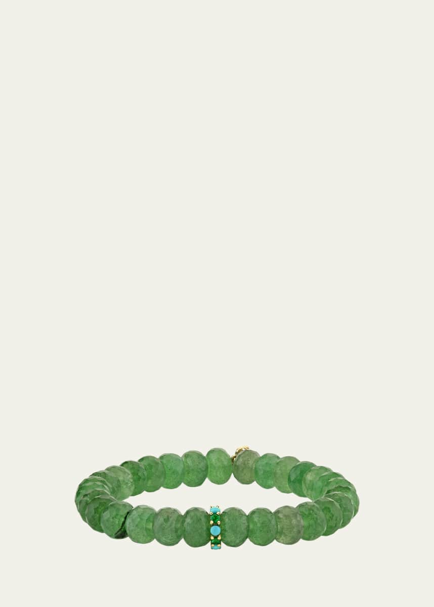 Sydney Evan Large Cocktail Emerald and Turquoise Rondelle Bracelet, 8mm