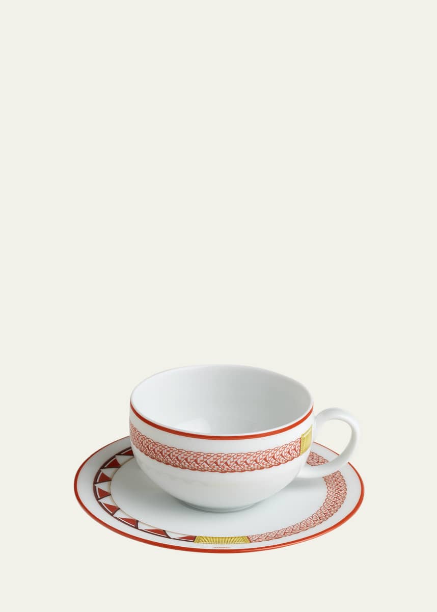 Hermes Tressages Equestres Tea Cup and Saucer