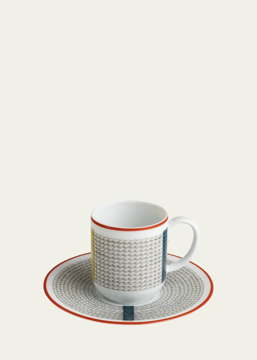 Hermes Tressages Equestres Coffee Cup and Saucer