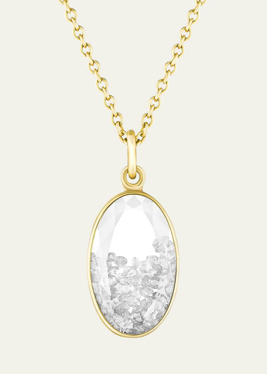Moritz Glik 18K Yellow Gold Petite Oval Diamond Kaleidoscope Shaker Pendant Necklace