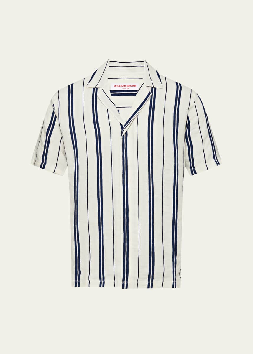Orlebar Brown Men's Maitan Double Stripe Camp Shirt