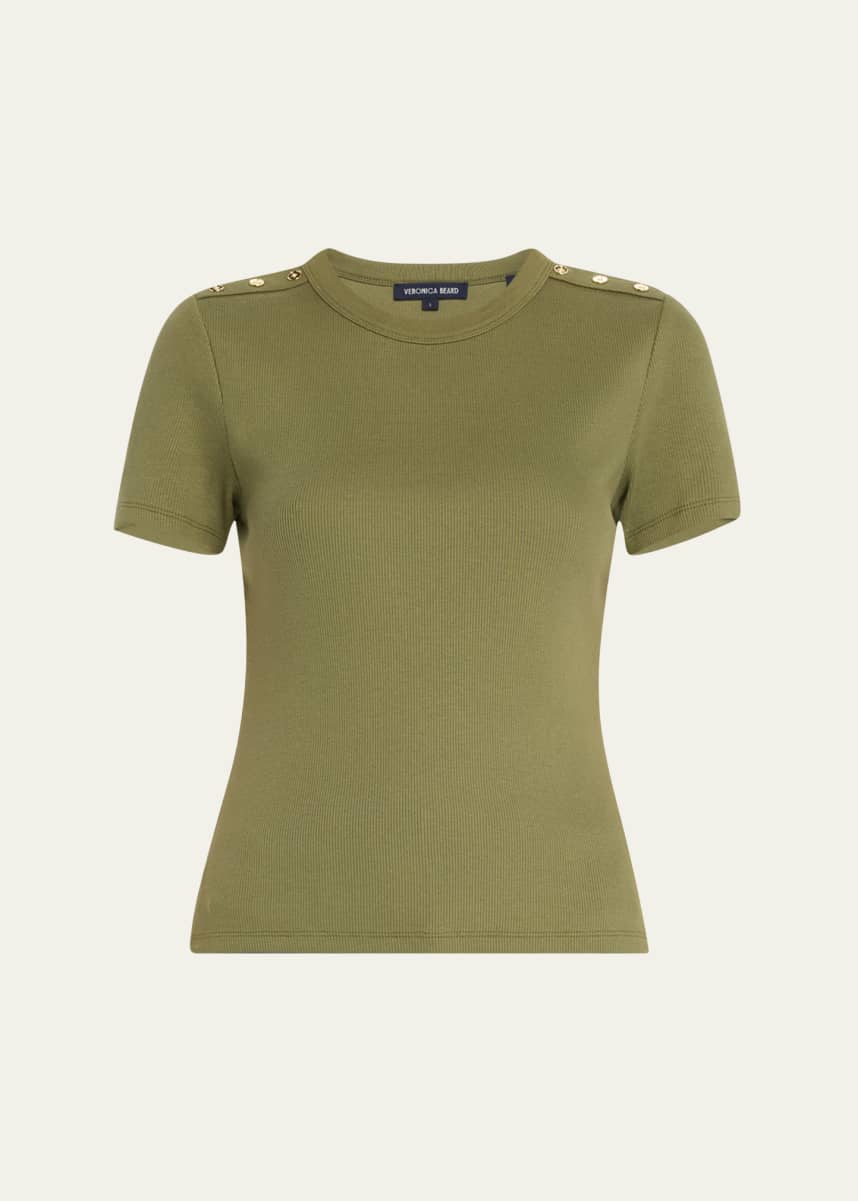 Veronica Beard Draya Short-Sleeve Button Tee