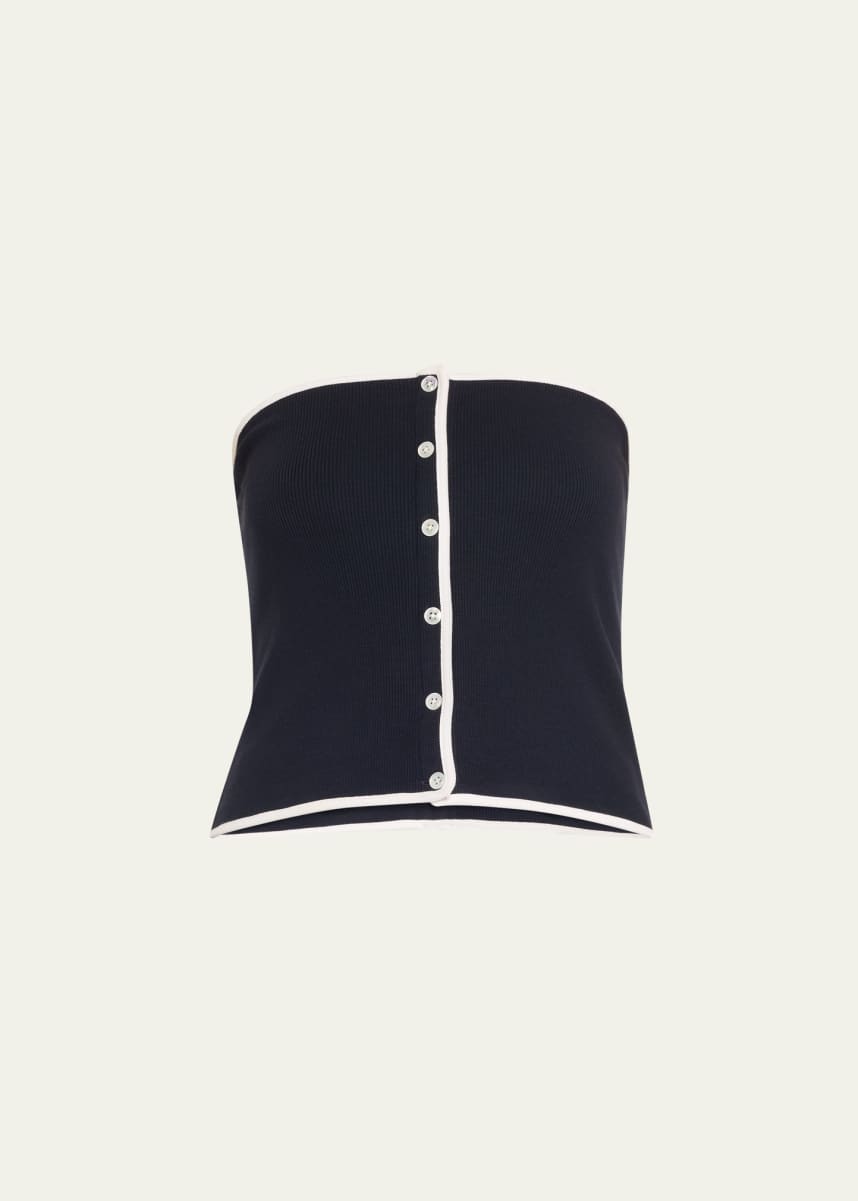 Veronica Beard Valley Button-Front Tube Top