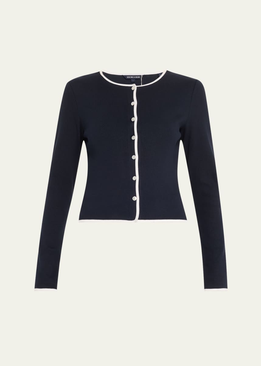 Veronica Beard Wilmer Contrast Trim Cardigan
