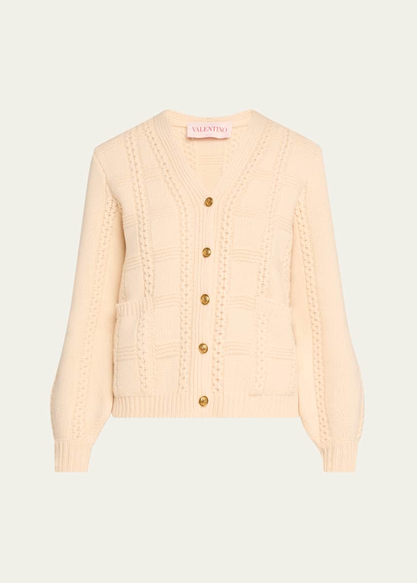 Valentino Garavani Cable Knit Button Down Cardigan
