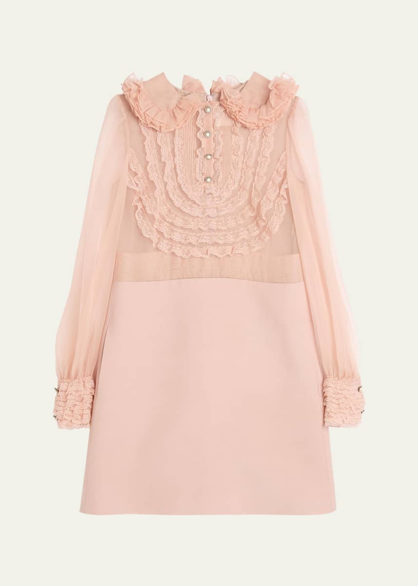 Valentino Garavani Peter Pan Collared Ruffle Bib Mini Dress