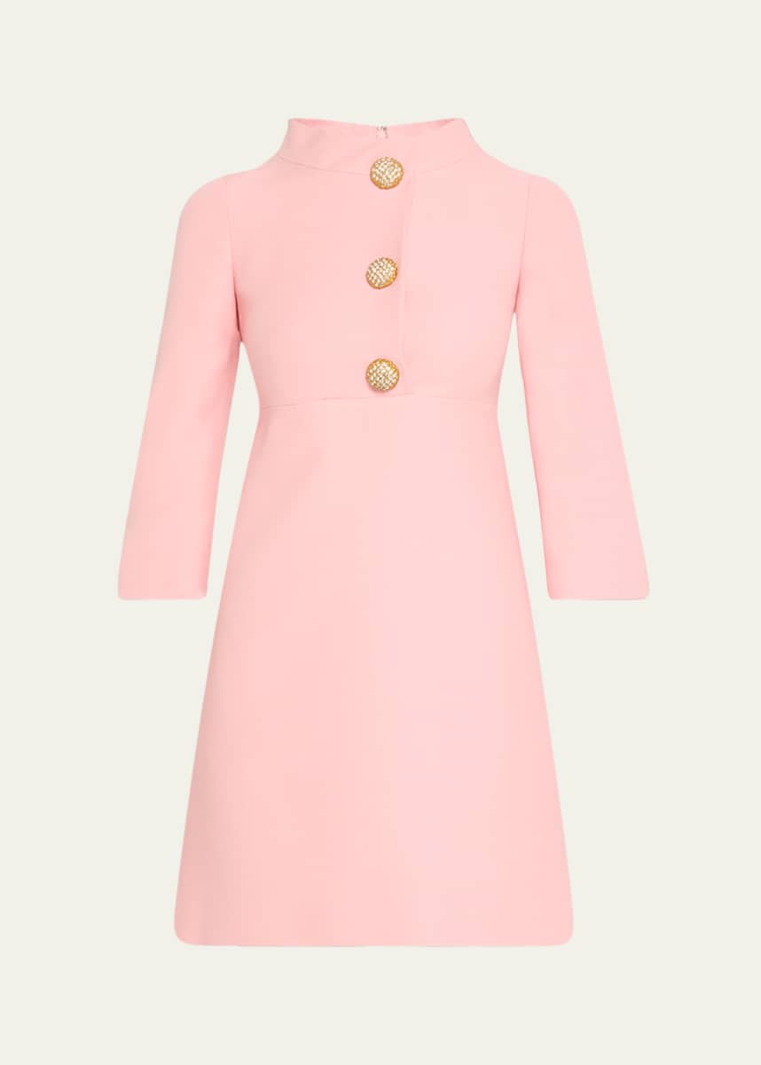 Valentino Garavani Funnel-Neck Crystal Button Mini Dress