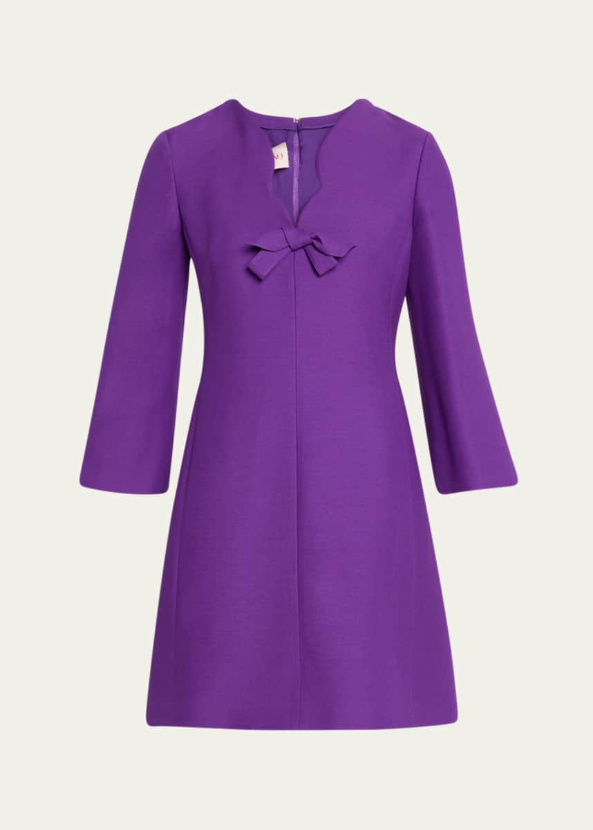 Valentino Garavani Scalloped-Neck Bow Mini Dress
