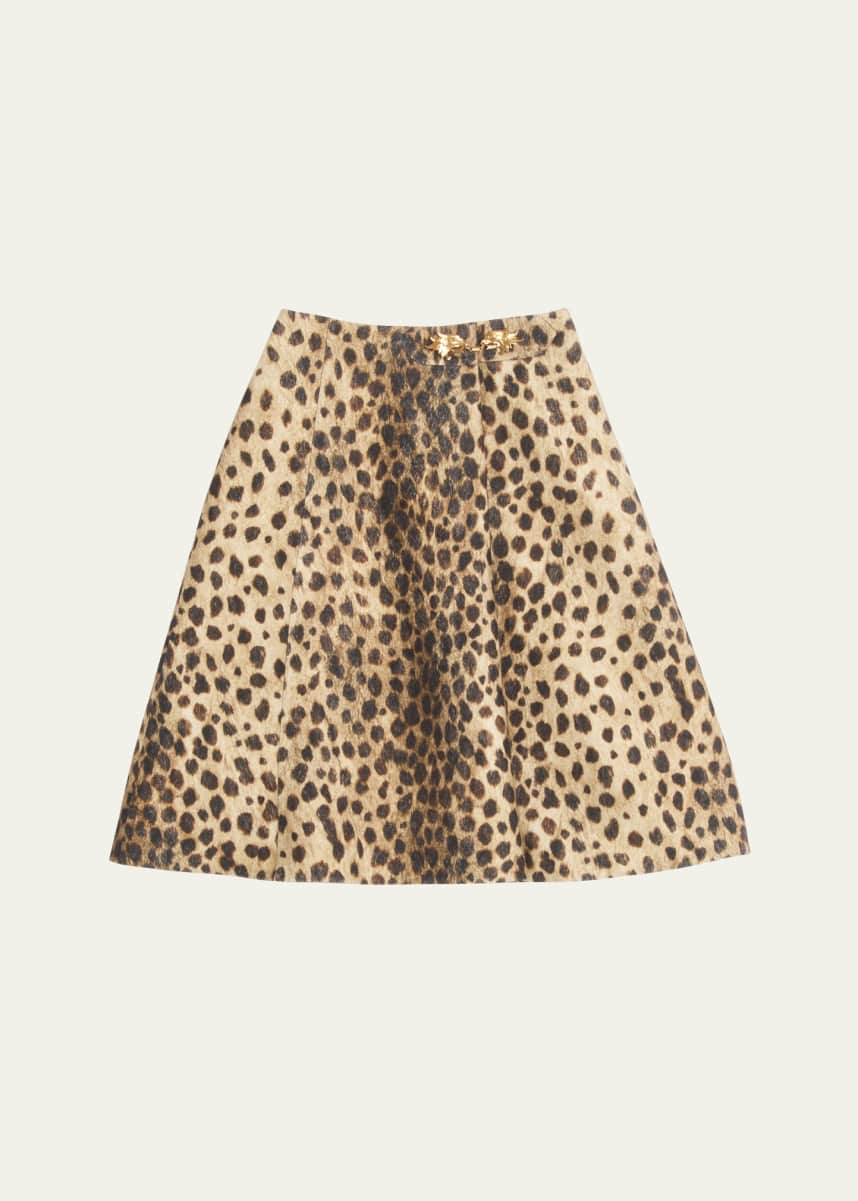 Valentino Garavani Leopard A-Line Wool Skirt