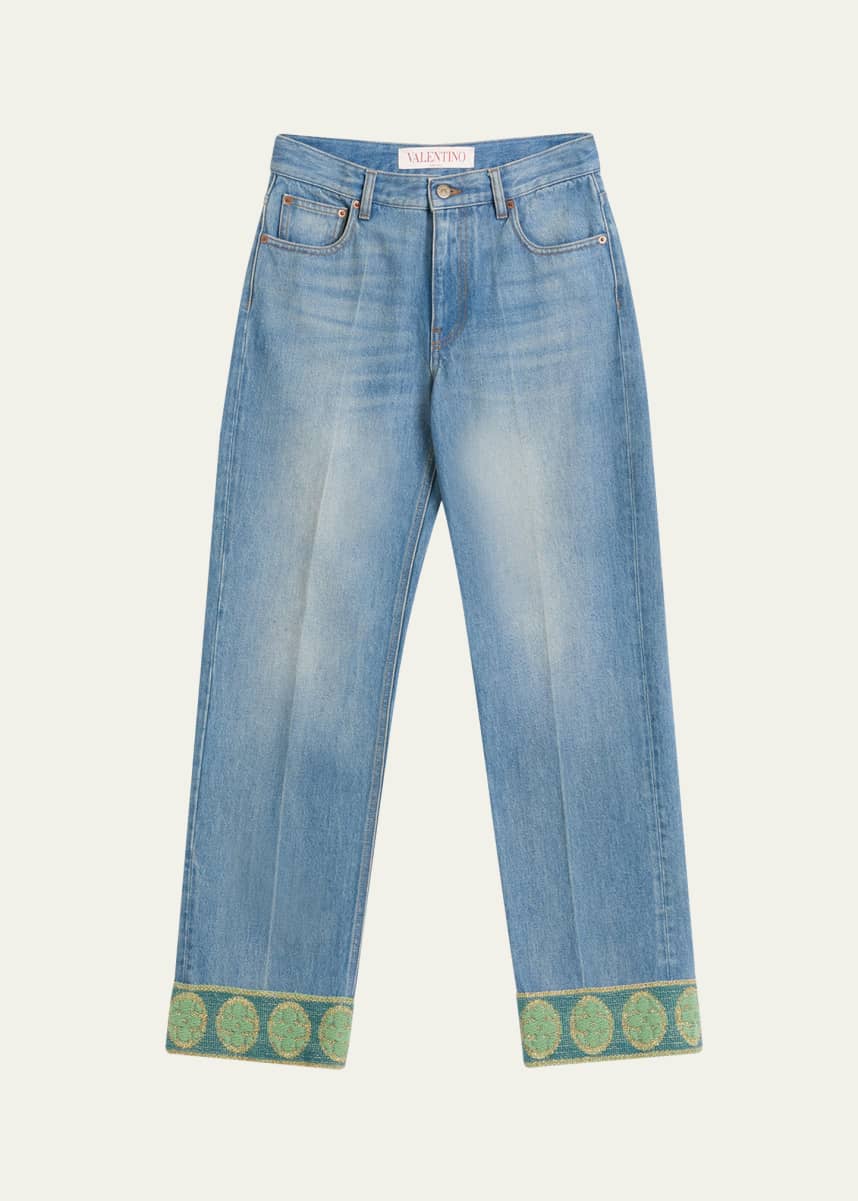 Valentino Garavani Embroidered Cuff Denim Pants