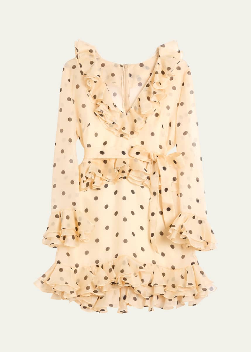 Valentino Garavani Polka Dot Ruffle Organza Mini Dress
