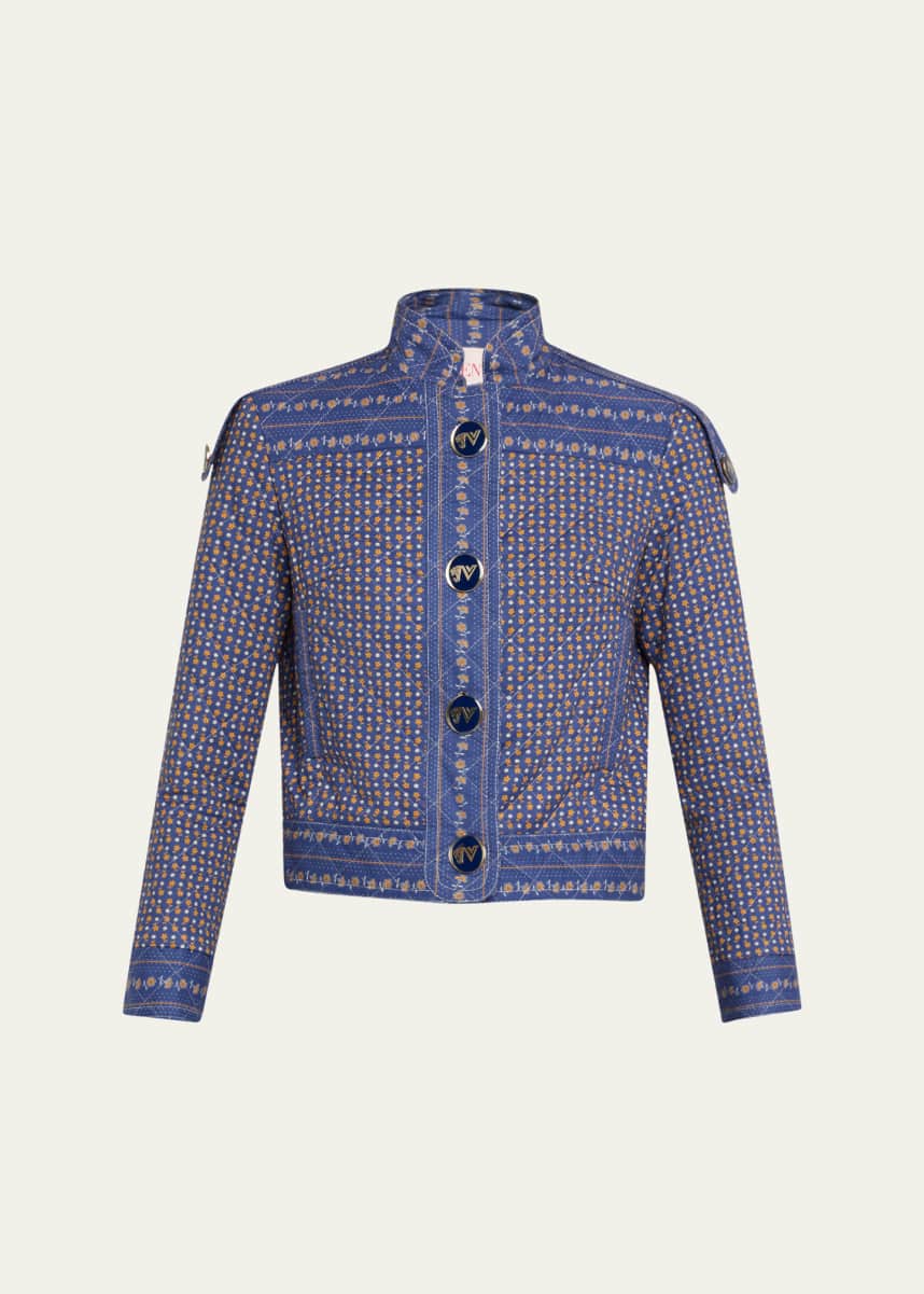 Valentino Garavani Floral High-Neck Quilted Jacket