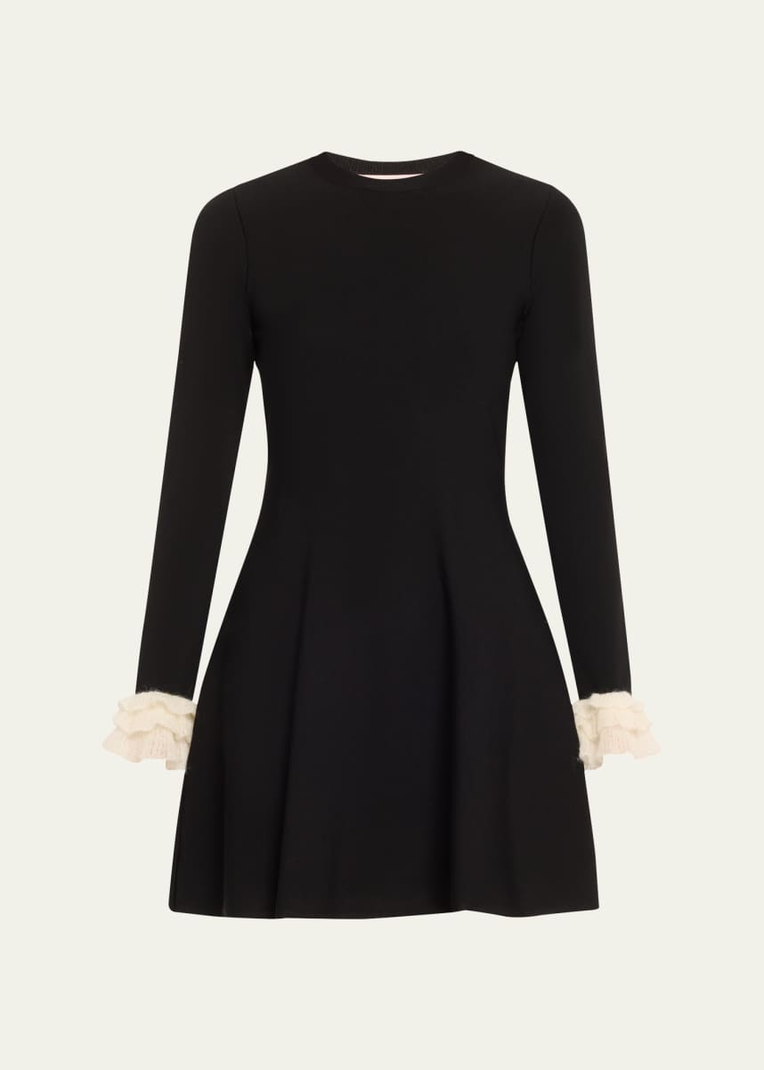 Valentino Garavani Long-Sleeve Ruffle-Cuff Mini Dress