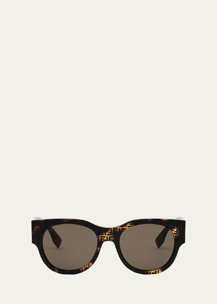 Fendi Baguette Logo Round Acetate Sunglasses