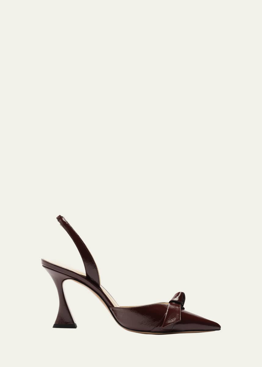 Alexandre Birman Clarita Bell Leather Bow Slingback Pumps