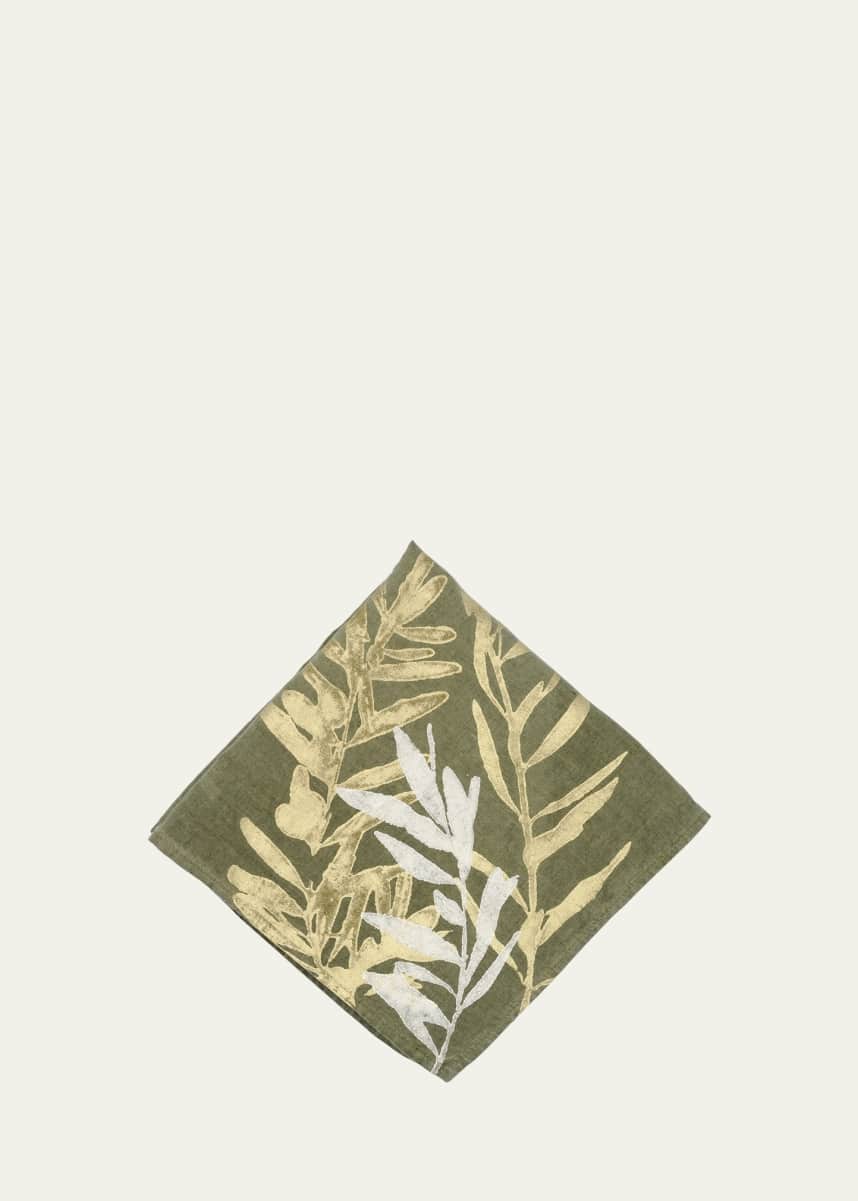 Stamperia Bertozzi Leccino on Green Painted Linen Napkin