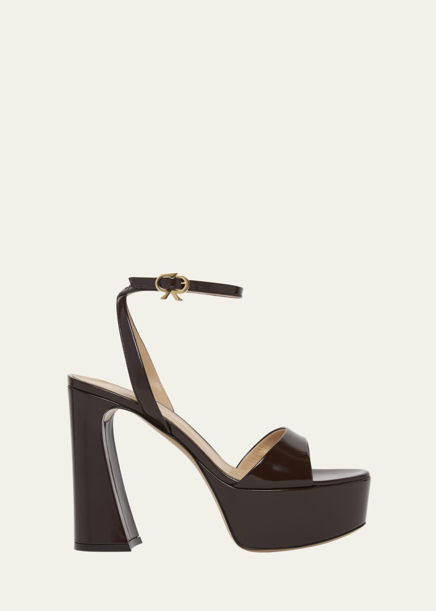 Gianvito Rossi Nuit Leather Ankle-Strap Platform Sandals