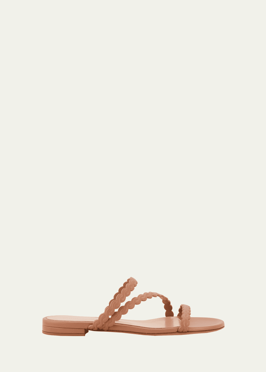Gianvito Rossi Braided Leather Flat Slingback Sandals