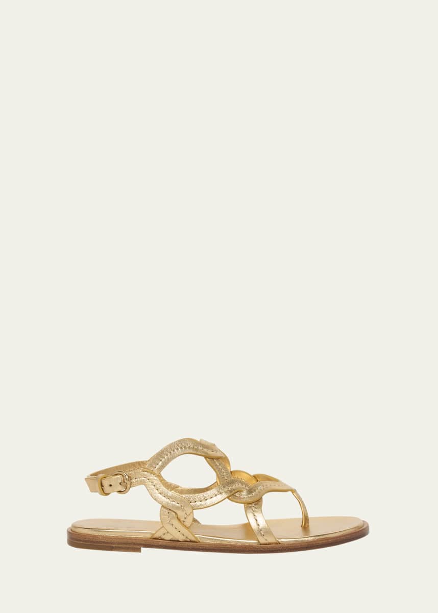 Gianvito Rossi Metallic Caged Flat Slingback Sandals