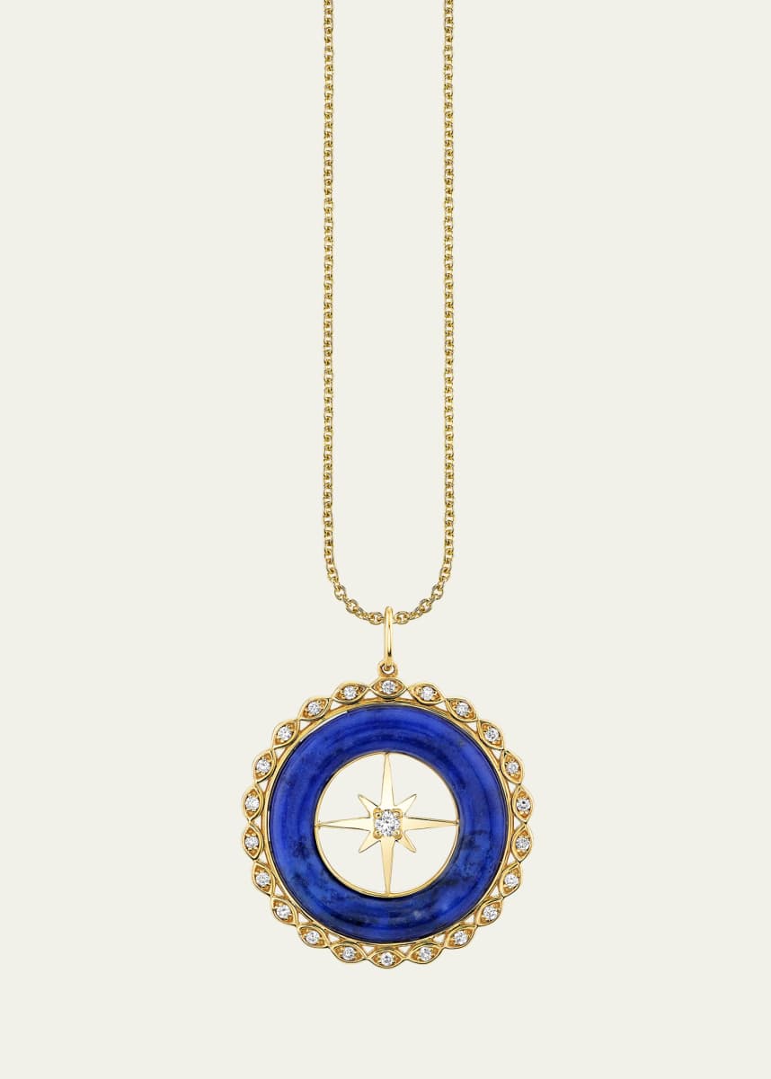 Sydney Evan 14K Yellow Gold Starburst Lapis and Diamond Pendant