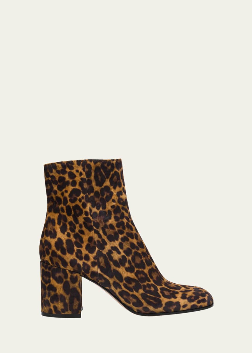 Gianvito Rossi Joelle Leopard Suede Ankle Boots