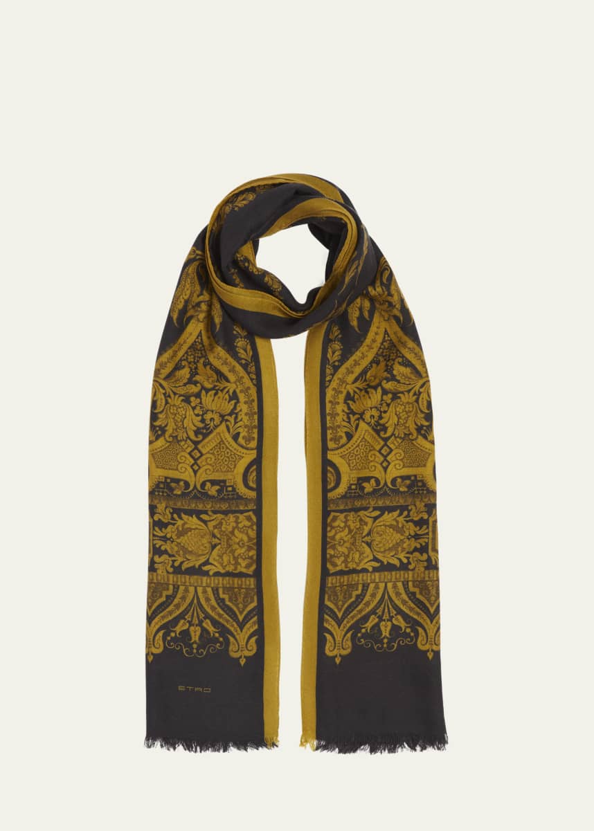 Etro Floral Paisley Cashmere-Blend Scarf