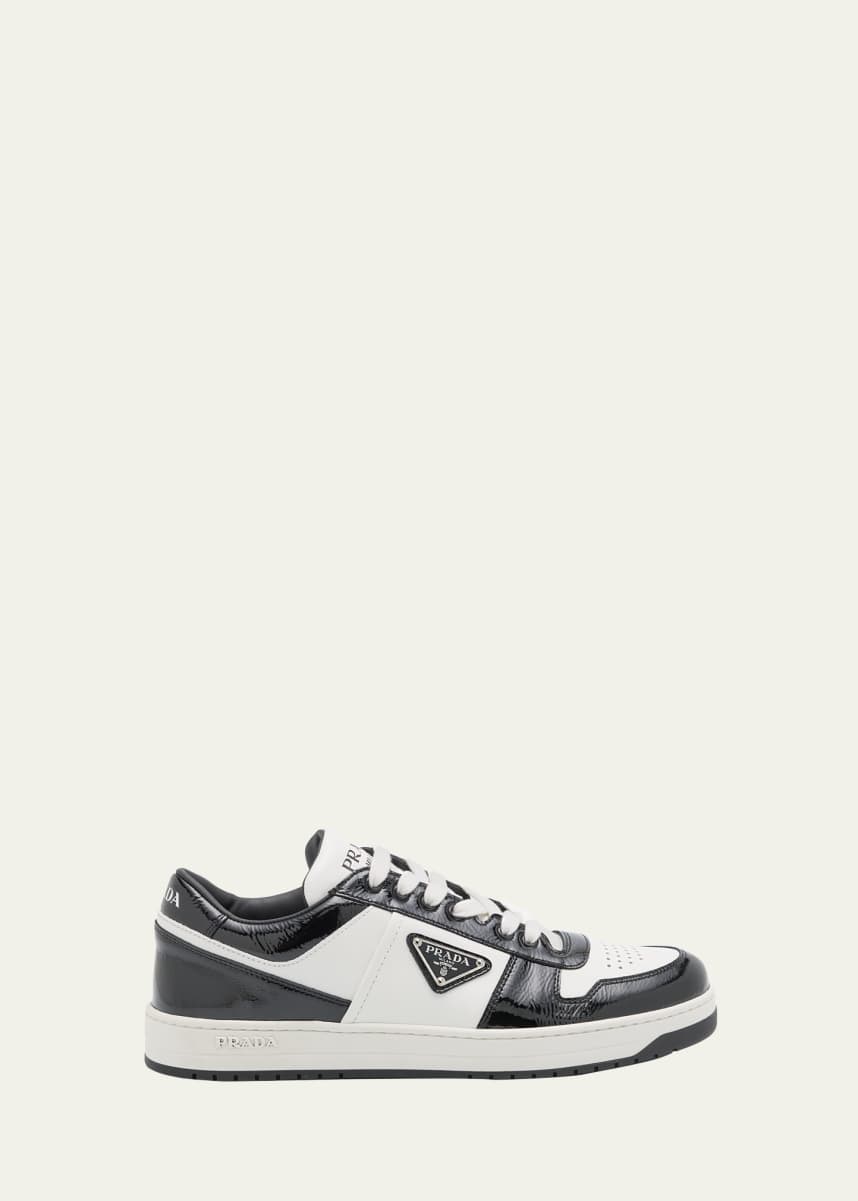 Prada Men's Downtown Bicolor Leather Low-Top Sneakers
