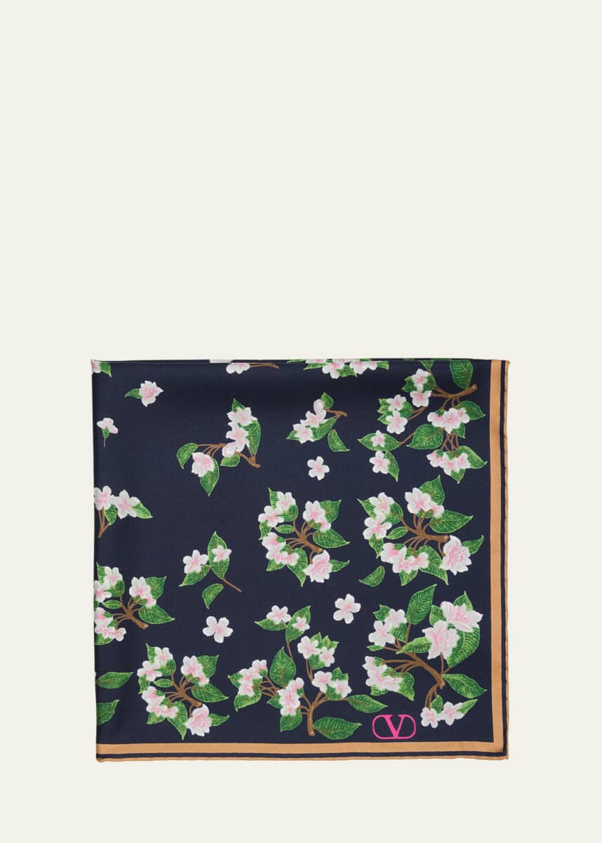 Valentino Floral-Print Silk Scarf